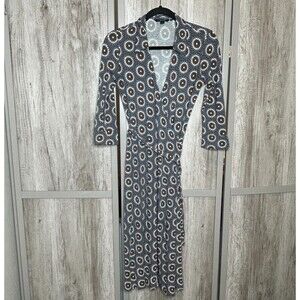 Boden Wrap Dress Size 8 Long V Neckline Jersey Stretch Midi